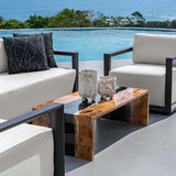 Indoor-Outdoor Quarried Stone Brown/White Candleholders (Set of 2)
