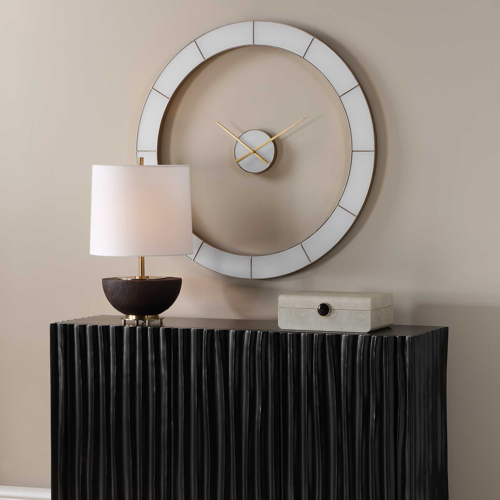 Ivory Halo Gold/White Minimalist Wall Clock