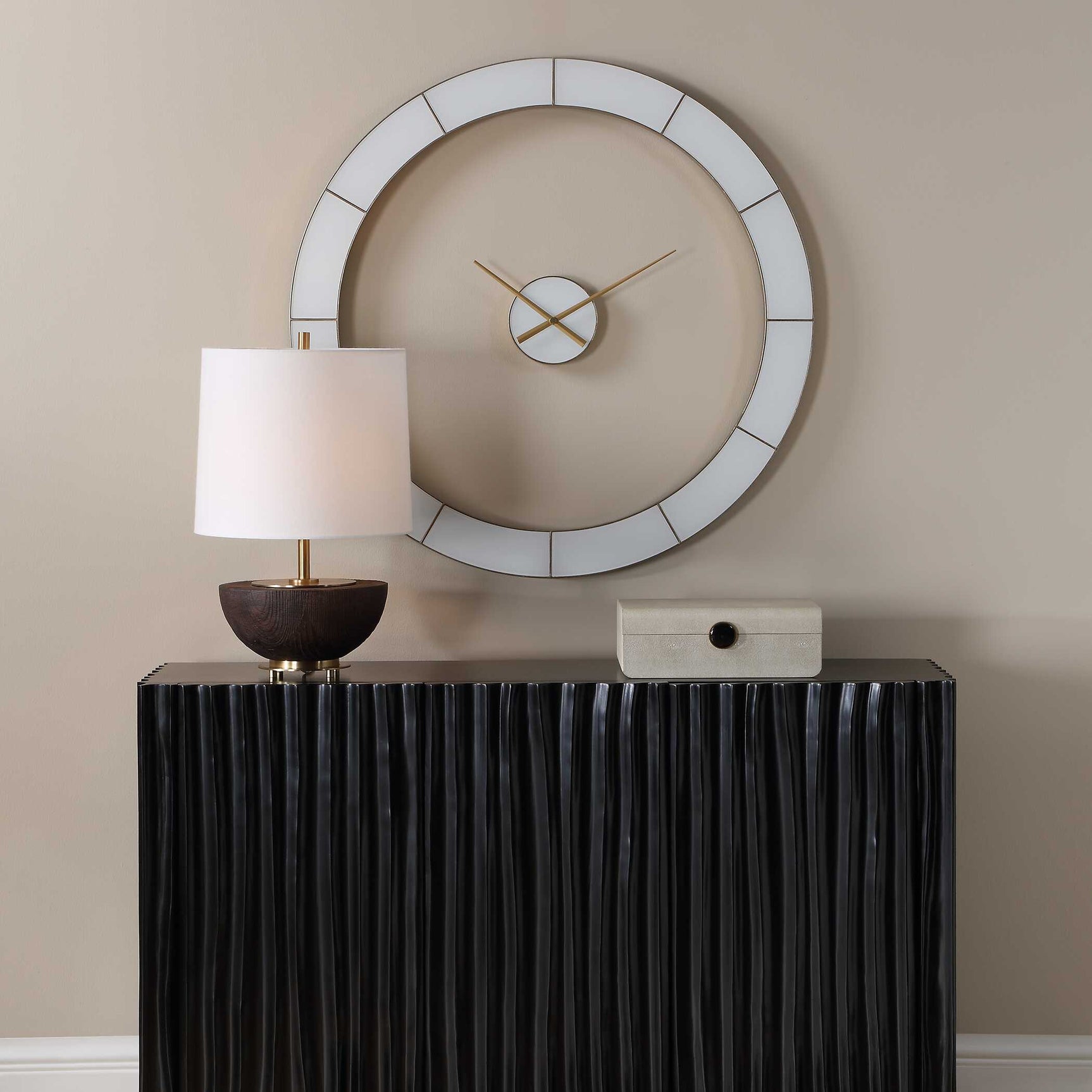 Ivory Halo Gold/White Minimalist Wall Clock