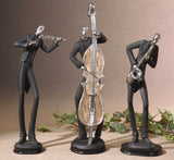 Musicians Black/Silver Decorative Figurines (Set of 3)