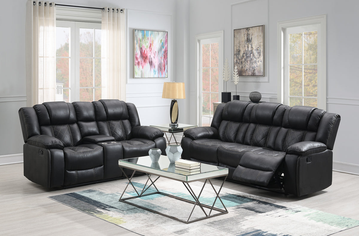 Boulder Ebony Fabric Reclining Sofa & Loveseat