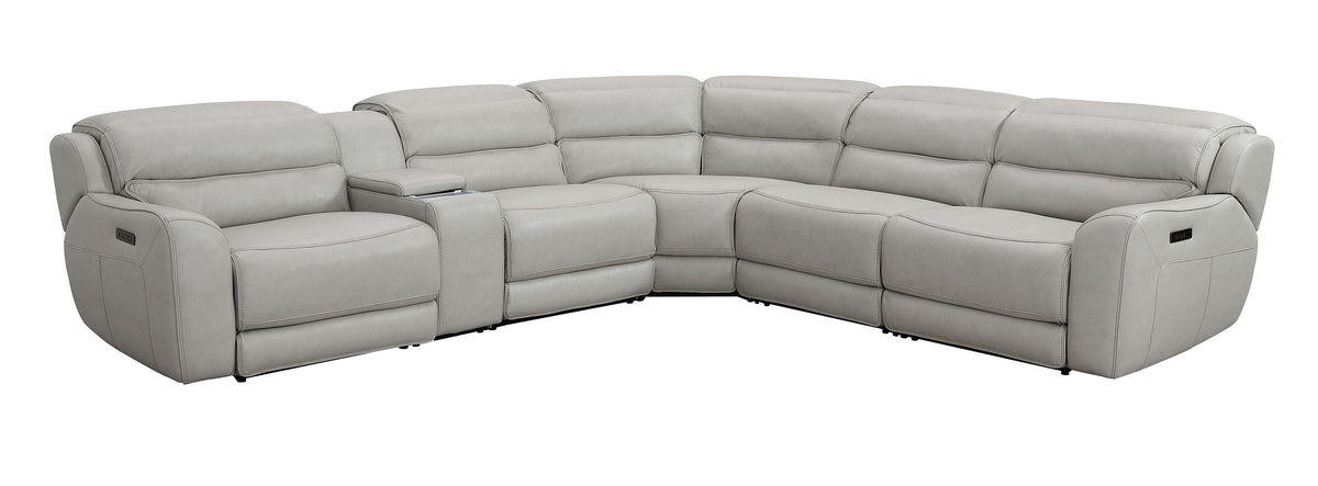 Draper Smoke Leatherette 6-Pc Dual Power Reclining Sectional with 2 Power Recliners