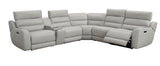 Draper Smoke Leatherette 6-Pc Dual Power Reclining Sectional with 3 Power Recliners