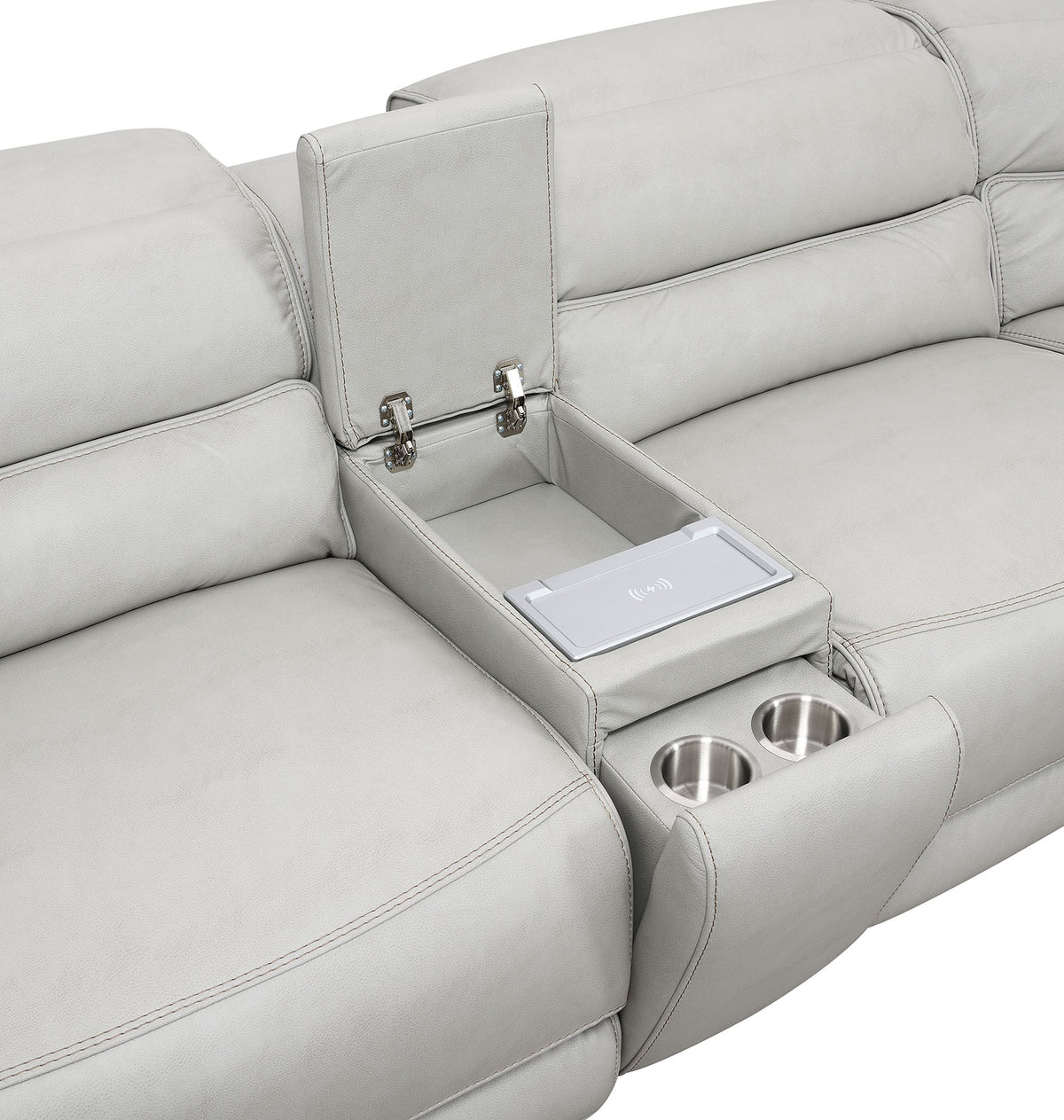 Draper Smoke Leatherette 6-Pc Dual Power Reclining Sectional with 2 Power Recliners