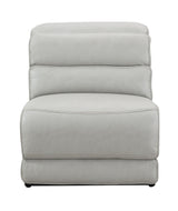 Draper Smoke Leatherette 6-Pc Dual Power Reclining Sectional with 2 Power Recliners