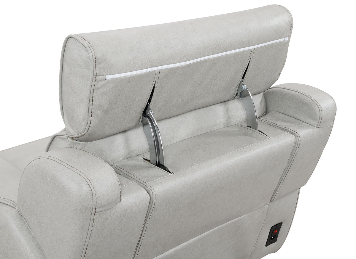 Draper Smoke Leatherette 6-Pc Dual Power Reclining Sectional with 2 Power Recliners