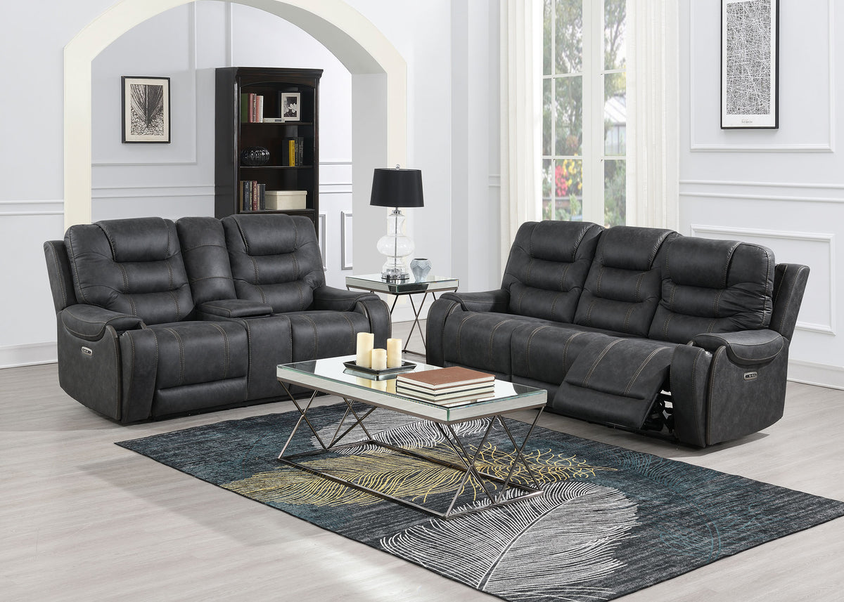 Tooele Graphite Fabric Dual Power Reclining Sofa