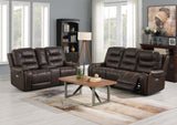Cedar Brown Fabric Dual Power Reclining Sofa