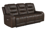 Cedar Brown Fabric Dual Power Reclining Sofa