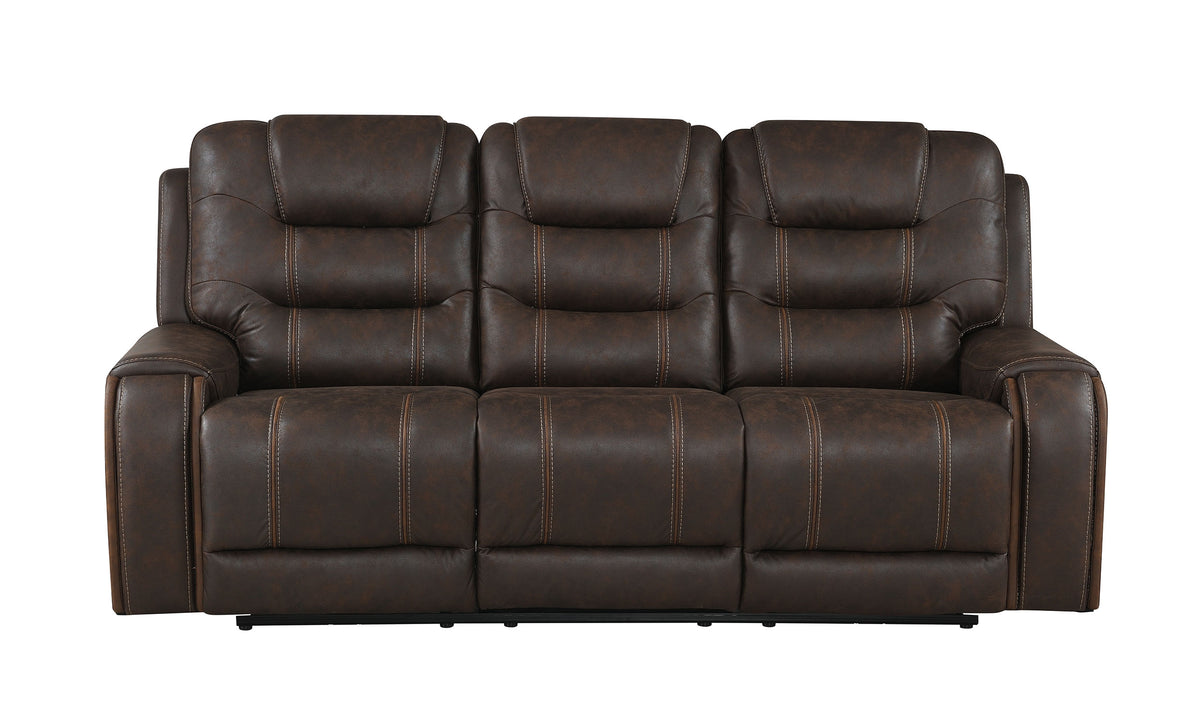 Cedar Brown Fabric Dual Power Reclining Sofa
