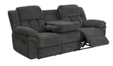 Lehi Gray Fabric Reclining Sofa with Drop-Down Table