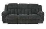 Lehi Gray Fabric Reclining Sofa with Drop-Down Table