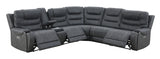 Tooele Graphite Fabric 6-Pc Dual Power Reclining Sectional with 3 Power Recliners