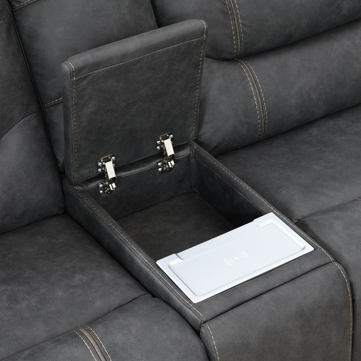 Tooele Graphite Fabric 6-Pc Dual Power Reclining Sectional with 3 Power Recliners