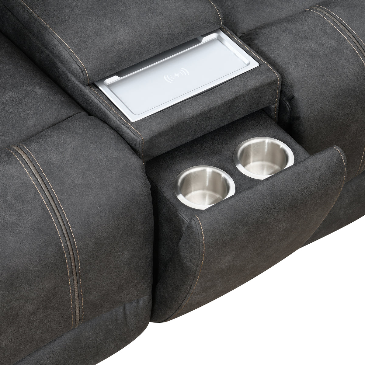 Tooele Graphite Fabric 6-Pc Dual Power Reclining Sectional with 3 Power Recliners