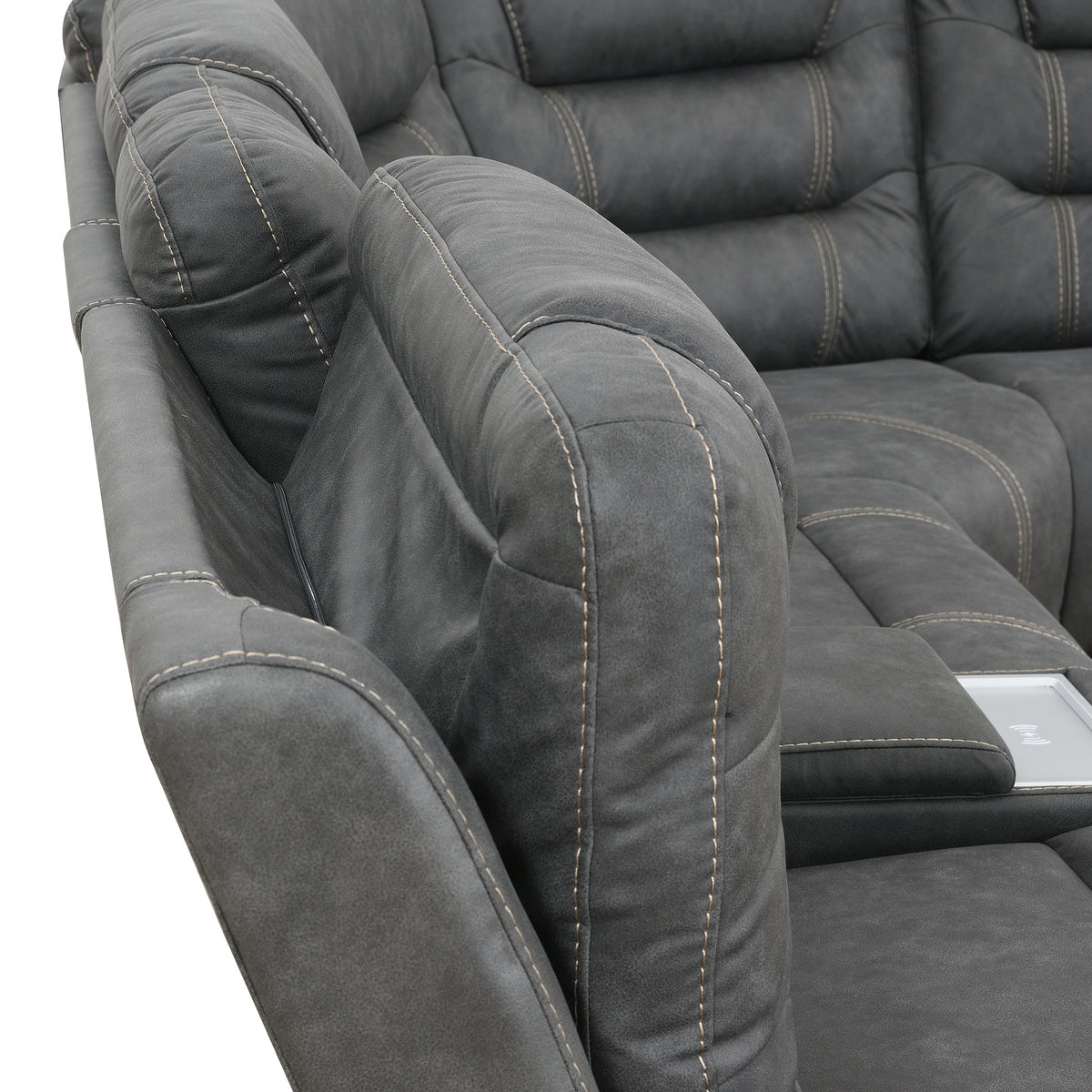 Tooele Graphite Fabric 6-Pc Dual Power Reclining Sectional with 3 Power Recliners