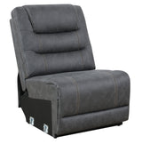Tooele Graphite Fabric 6-Pc Dual Power Reclining Sectional with 3 Power Recliners