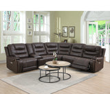 Cedar Brown Fabric 6-Pc Dual Power Reclining Sectional with 2 Power Recliners