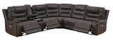 Cedar Brown Fabric 6-Pc Dual Power Reclining Sectional with 3 Power Recliners