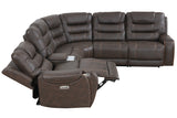 Cedar Brown Fabric 6-Pc Dual Power Reclining Sectional with 2 Power Recliners