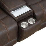 Cedar Brown Fabric 6-Pc Dual Power Reclining Sectional with 2 Power Recliners