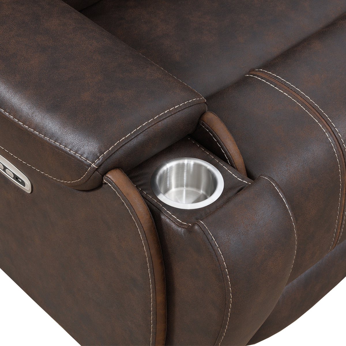 Cedar Brown Fabric 6-Pc Dual Power Reclining Sectional with 2 Power Recliners