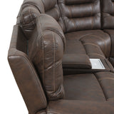 Cedar Brown Fabric 6-Pc Dual Power Reclining Sectional with 2 Power Recliners