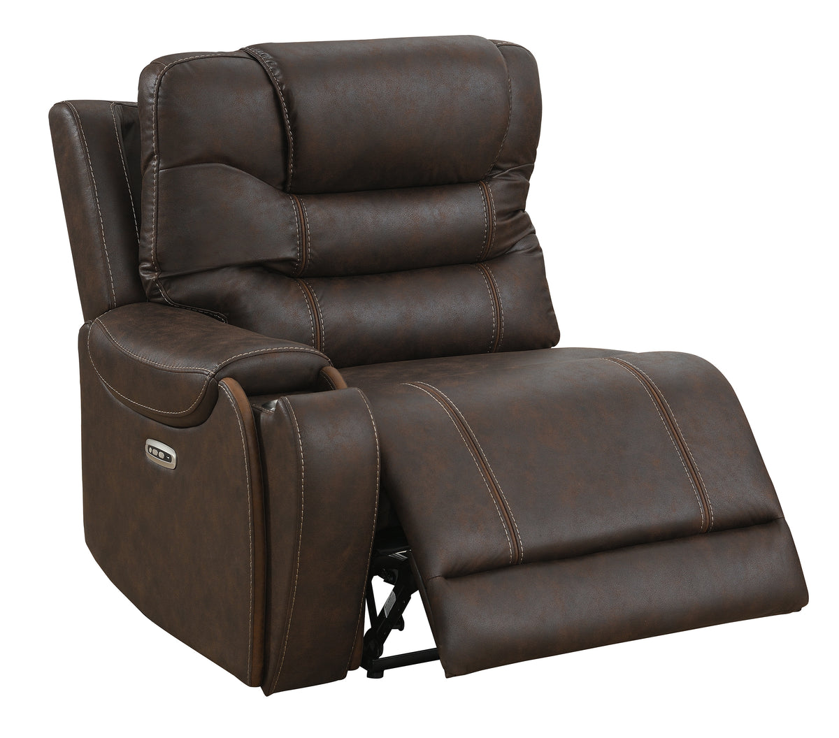 Cedar Brown Fabric 6-Pc Dual Power Reclining Sectional with 2 Power Recliners
