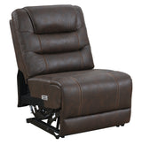 Cedar Brown Fabric 6-Pc Dual Power Reclining Sectional with 2 Power Recliners