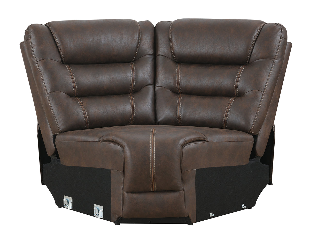 Cedar Brown Fabric 6-Pc Dual Power Reclining Sectional with 2 Power Recliners