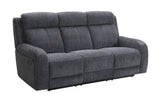 Moab Charcoal Fabric Reclining Sofa with Drop-Down Table
