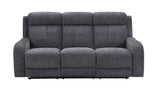 Moab Charcoal Fabric Reclining Sofa with Drop-Down Table