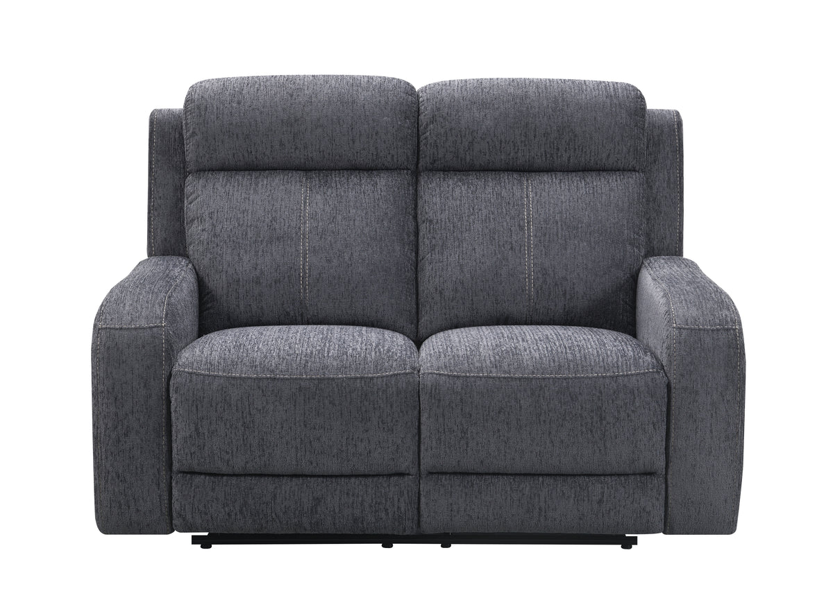 Moab Charcoal Fabric Reclining Loveseat
