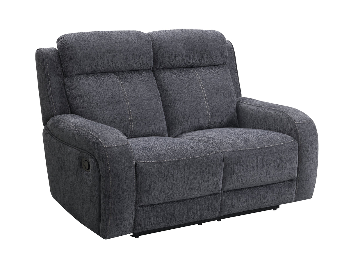 Moab Charcoal Fabric Reclining Loveseat