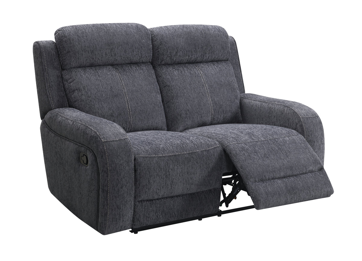 Moab Charcoal Fabric Reclining Loveseat