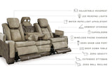 Next-Gen DuraPella Sand Power Reclining Sofa w/ Drop-Down Table - Ornate Home