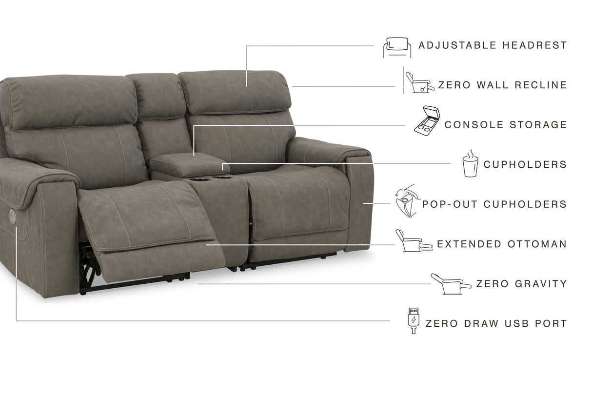 Starbot Fossil 3-Piece Power Reclining Sectional Loveseat with Console - Ornate Home