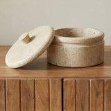 Valencia Beige Round Travertine Box