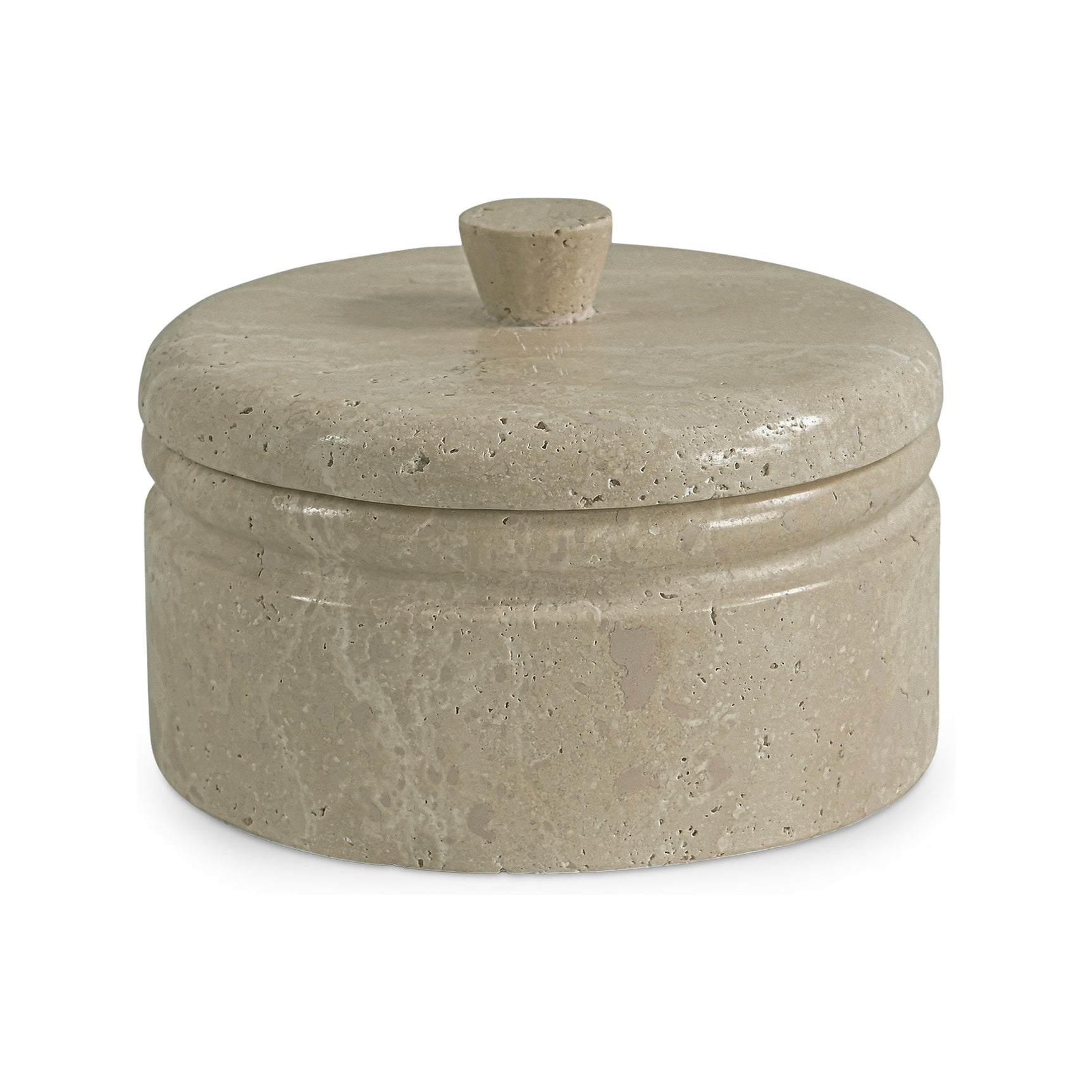 Valencia Beige Round Travertine Box