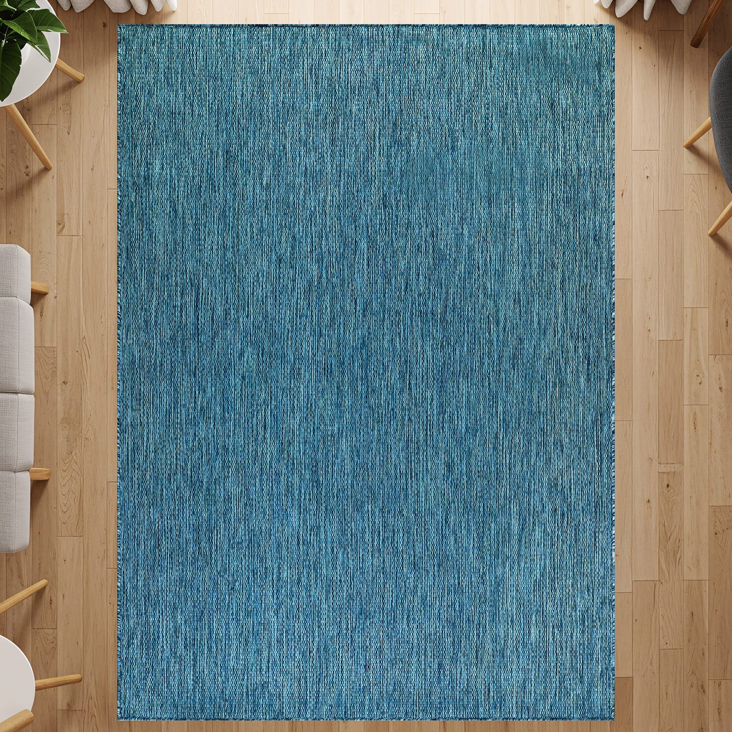 Alora Aqua Outdoor Area Rug | UV-Protected Jute-Look