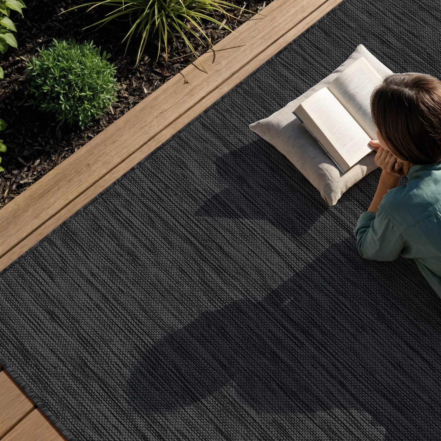 Alora Dark Gray Outdoor Rug | Heavy-Duty Patio Essential