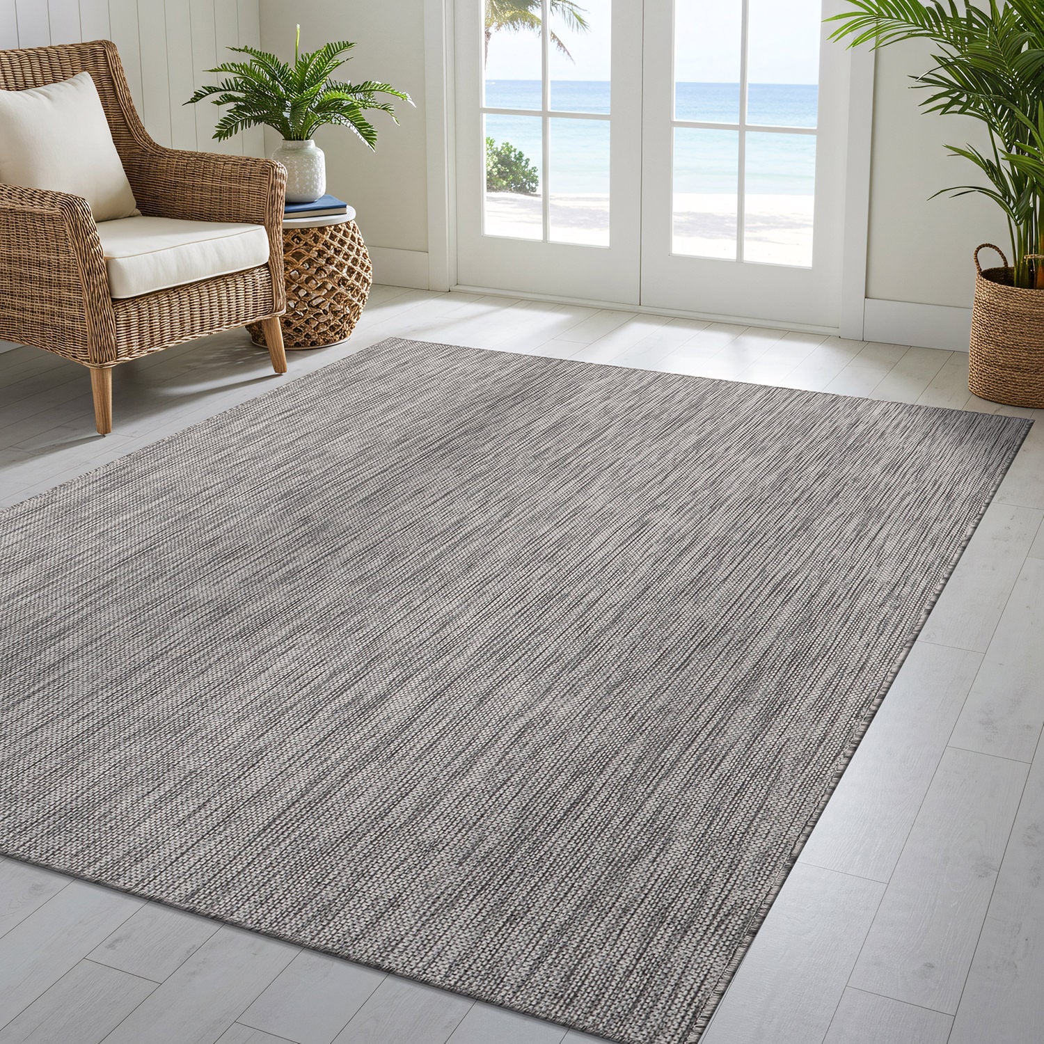 Alora Gray Outdoor Area Rug | Modern Weatherproof Rug