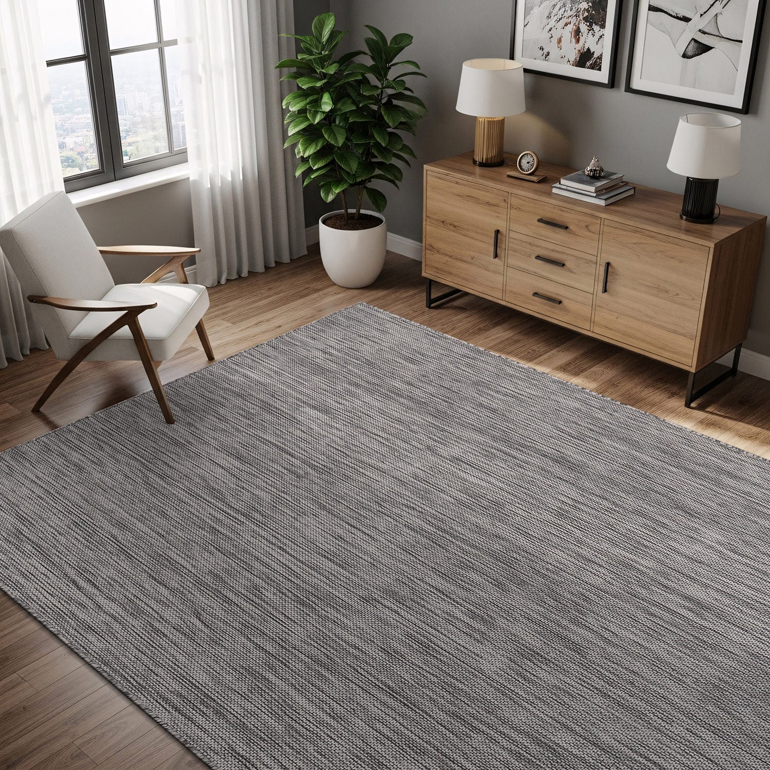 Alora Gray Outdoor Area Rug | Modern Weatherproof Rug