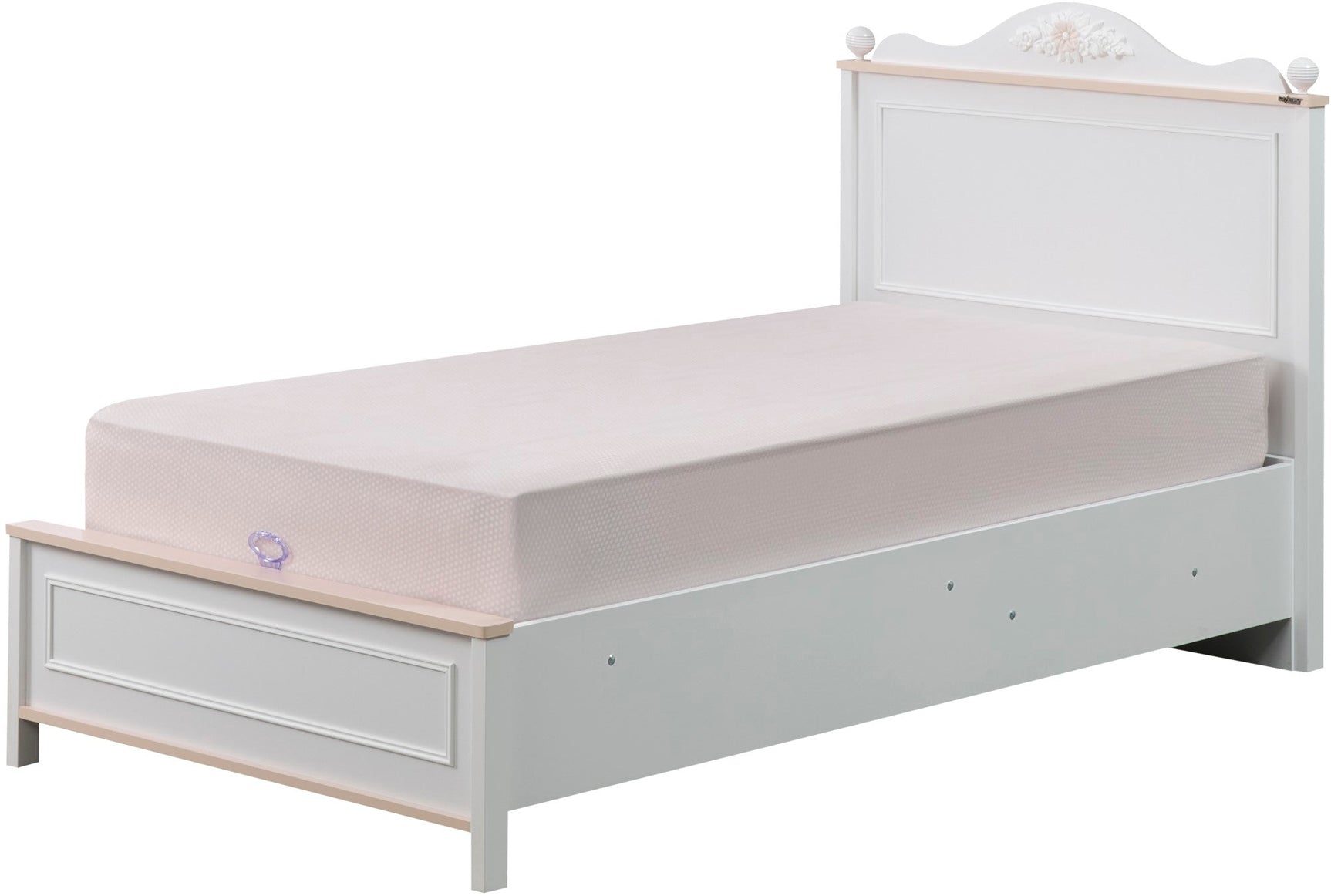 Alya White Twin Bed With Headboard
