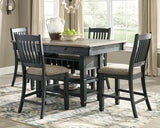 Tyler Creek Black/Grayish Brown Counter Height Dining Table and 4 Barstools with Server - Ornate Home