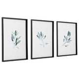 Simple Sage Black/Green/White Watercolor Prints (Set of 3)
