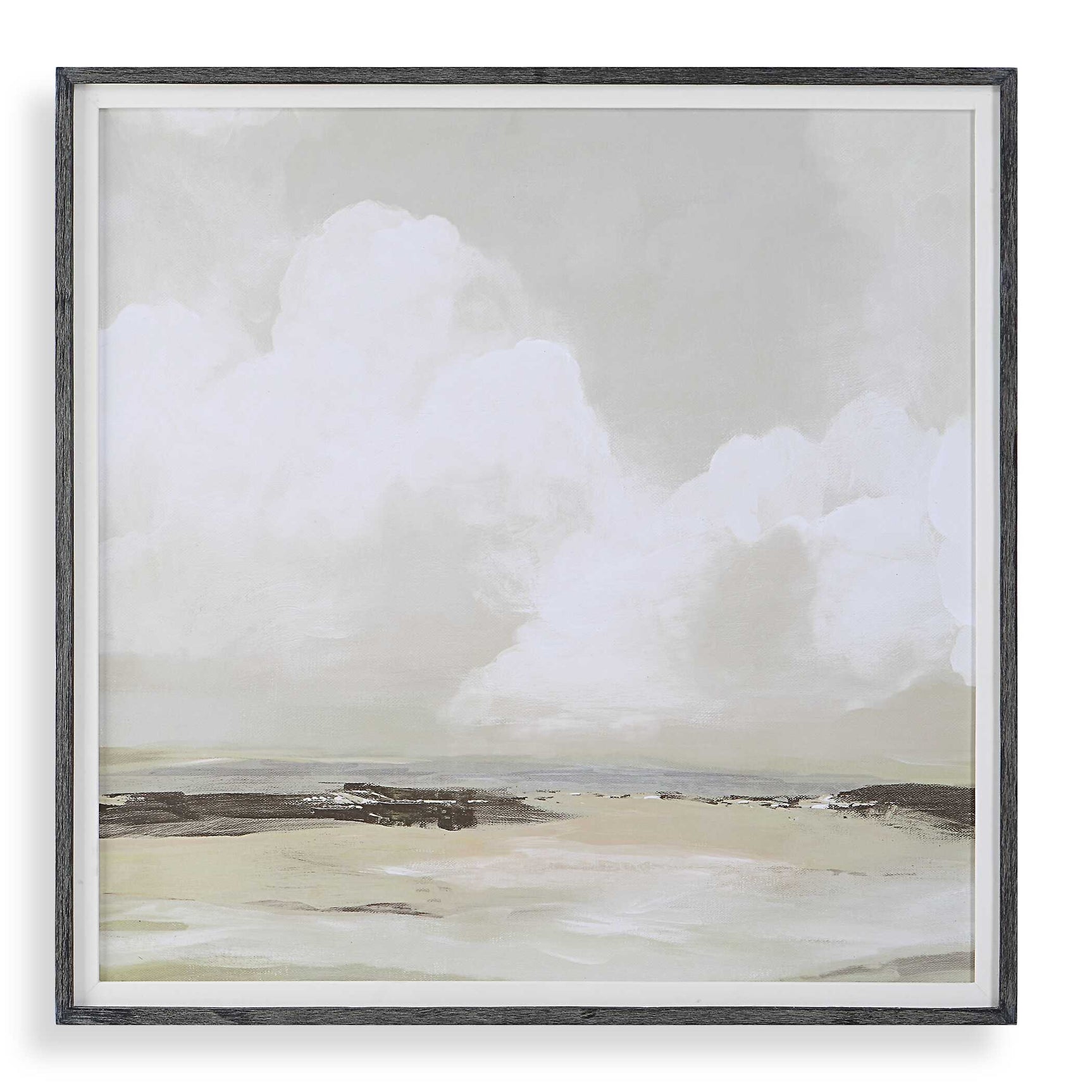Soft Clouds Gray/Green/White Framed Print
