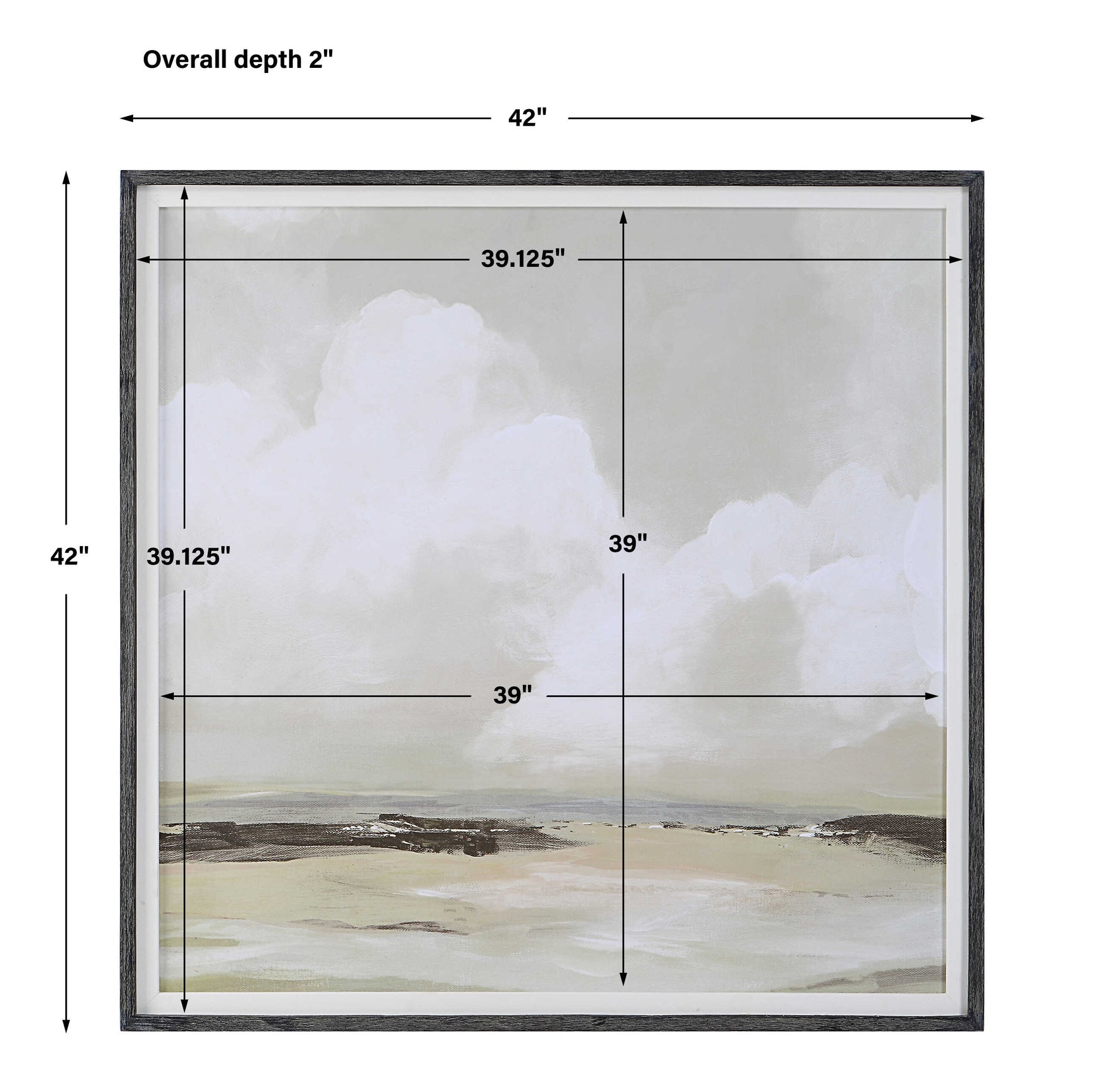 Soft Clouds Gray/Green/White Framed Print