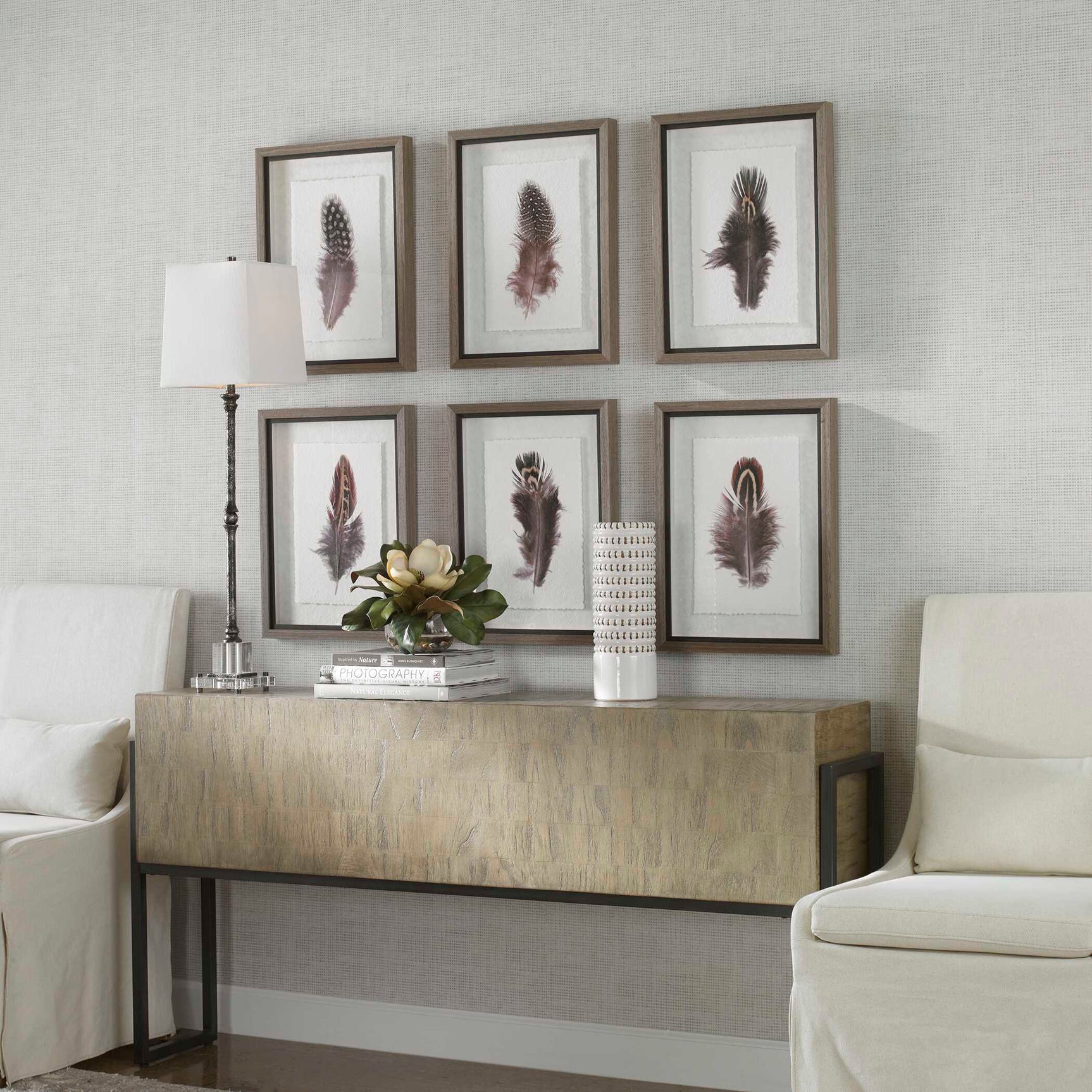 Birds Of A Feather Black/Brown/White Framed Prints (Set of 6)