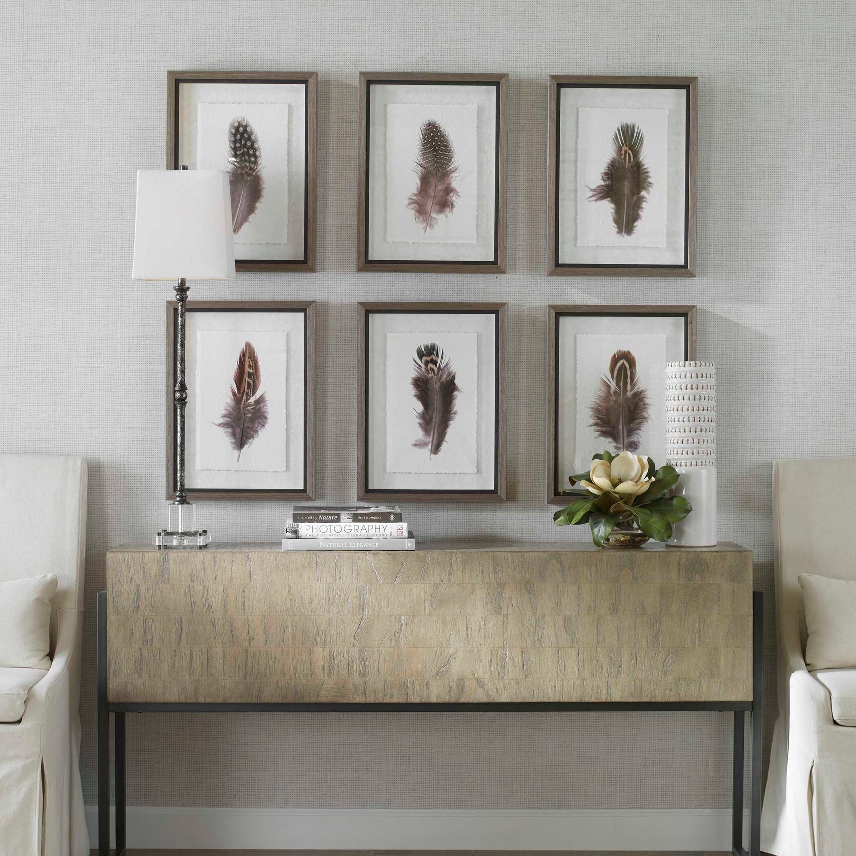 Birds Of A Feather Black/Brown/White Framed Prints (Set of 6)